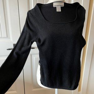 Black Sweater with Ornate Lace Sides, Size M